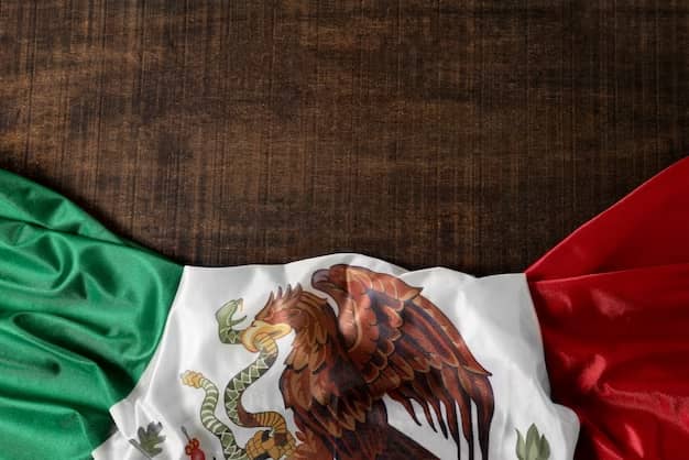 The Mexican flag is on the table
