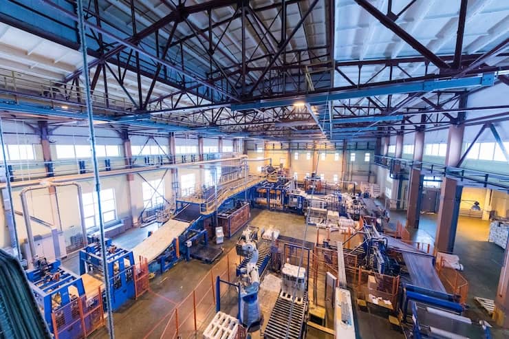 Factory Workshop and Machines on Glass Production